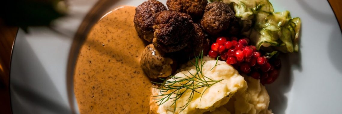 Swedish meatballs, mashed potatoes and gravy.
